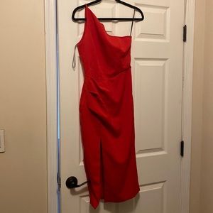 Red midi dress